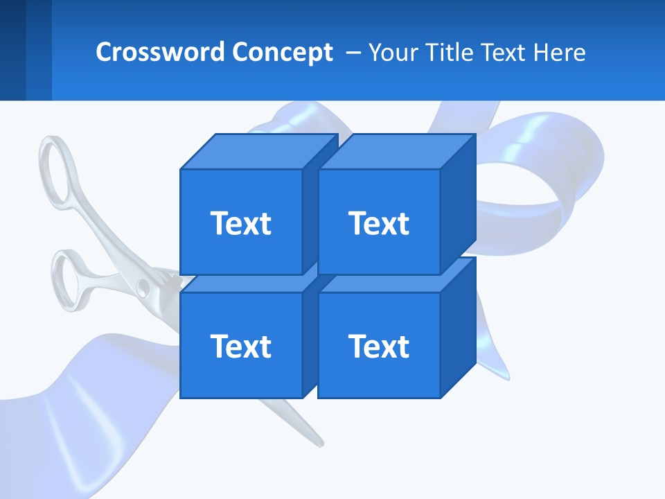 A Blue Ribbon With A Pair Of Scissors On It PowerPoint Template