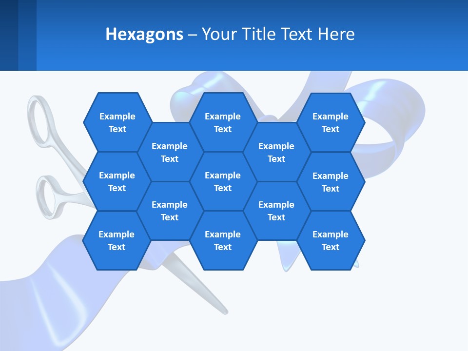 A Blue Ribbon With A Pair Of Scissors On It PowerPoint Template