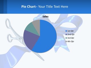 A Blue Ribbon With A Pair Of Scissors On It PowerPoint Template
