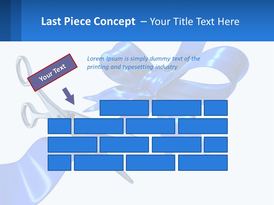 A Blue Ribbon With A Pair Of Scissors On It PowerPoint Template