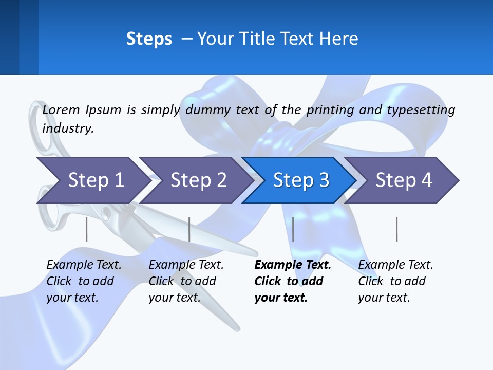 A Blue Ribbon With A Pair Of Scissors On It PowerPoint Template