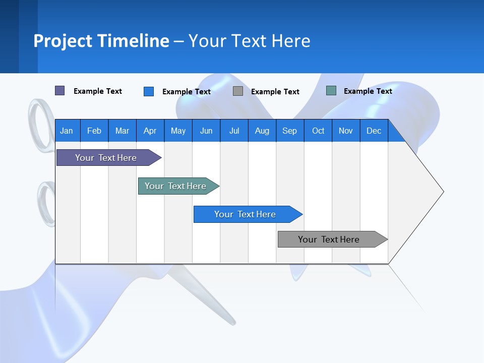 A Blue Ribbon With A Pair Of Scissors On It PowerPoint Template
