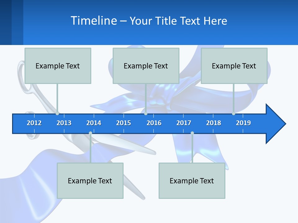 A Blue Ribbon With A Pair Of Scissors On It PowerPoint Template