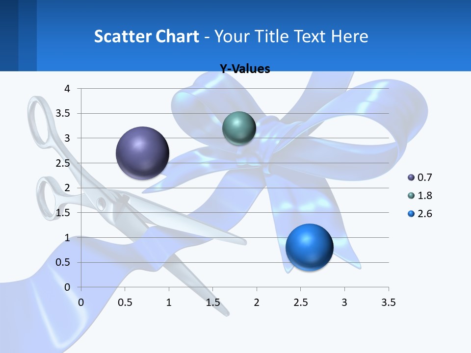 A Blue Ribbon With A Pair Of Scissors On It PowerPoint Template
