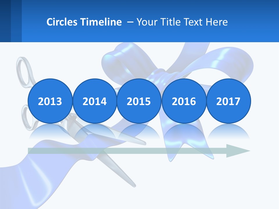 A Blue Ribbon With A Pair Of Scissors On It PowerPoint Template