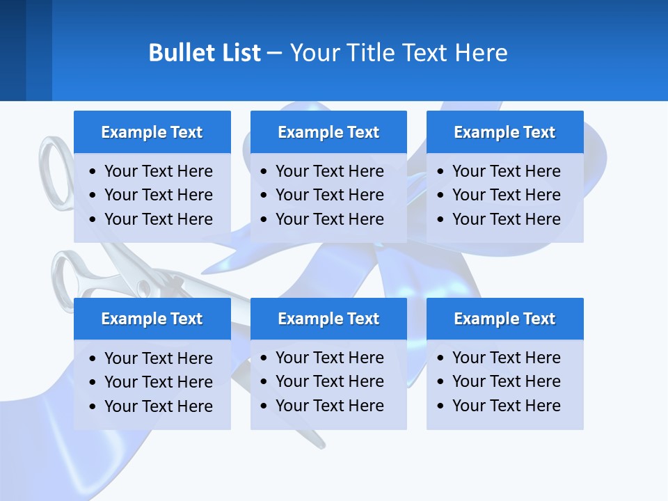 A Blue Ribbon With A Pair Of Scissors On It PowerPoint Template