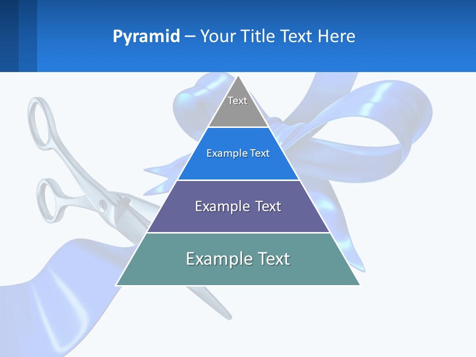 A Blue Ribbon With A Pair Of Scissors On It PowerPoint Template