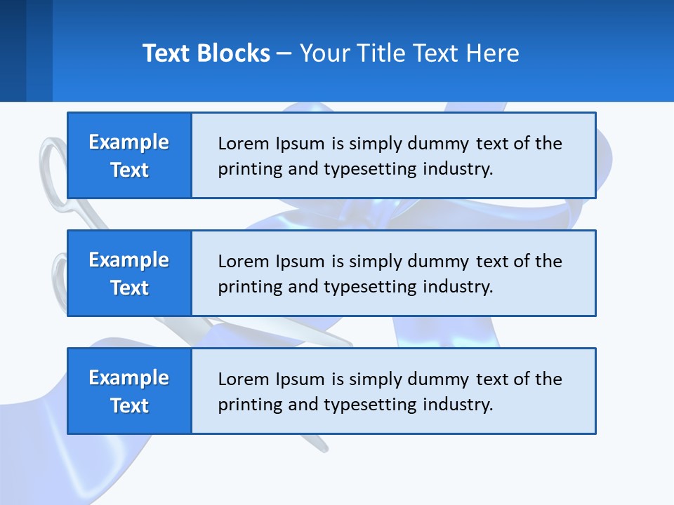 A Blue Ribbon With A Pair Of Scissors On It PowerPoint Template