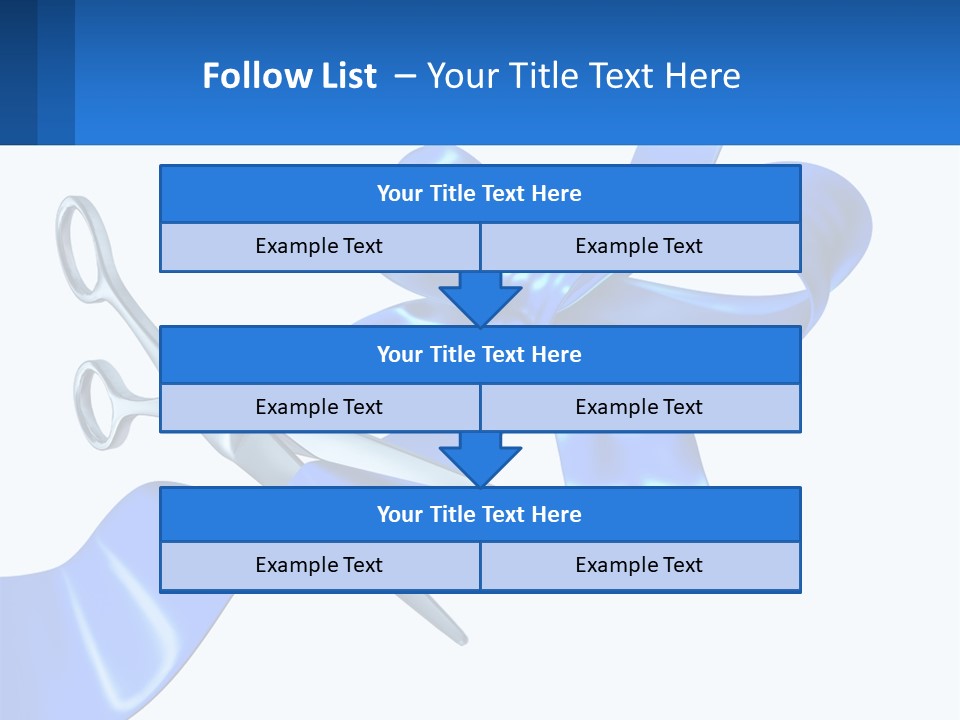 A Blue Ribbon With A Pair Of Scissors On It PowerPoint Template