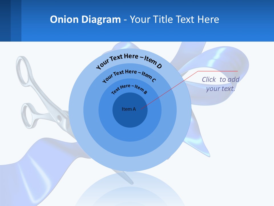 A Blue Ribbon With A Pair Of Scissors On It PowerPoint Template