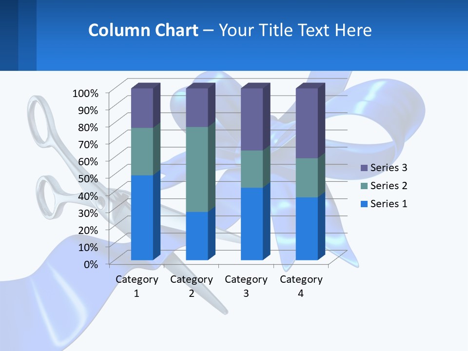 A Blue Ribbon With A Pair Of Scissors On It PowerPoint Template
