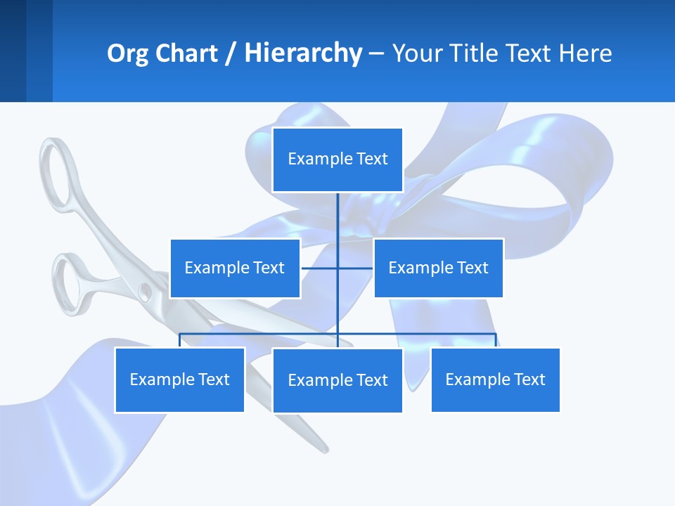 A Blue Ribbon With A Pair Of Scissors On It PowerPoint Template