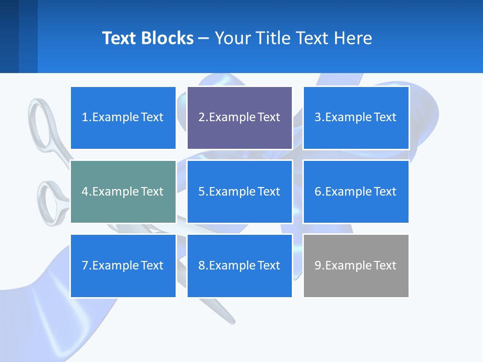 A Blue Ribbon With A Pair Of Scissors On It PowerPoint Template