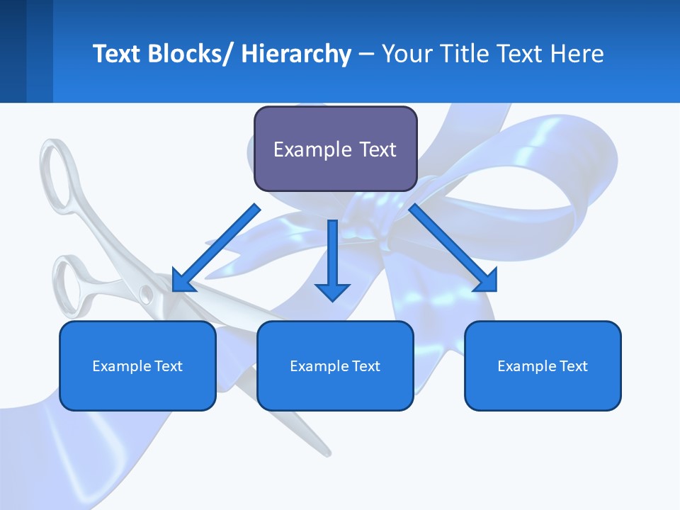 A Blue Ribbon With A Pair Of Scissors On It PowerPoint Template