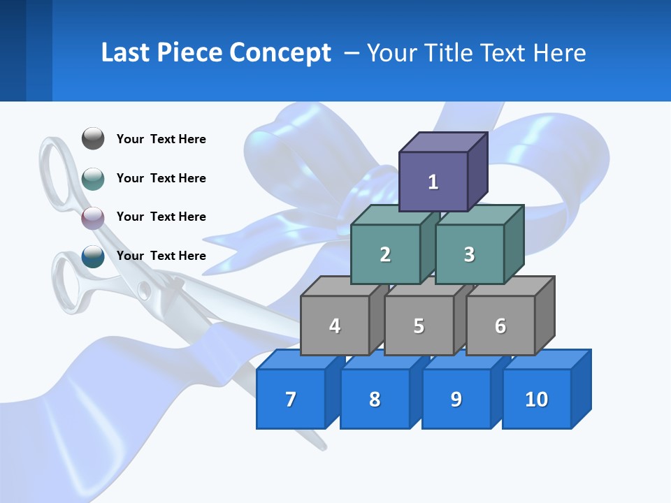 A Blue Ribbon With A Pair Of Scissors On It PowerPoint Template