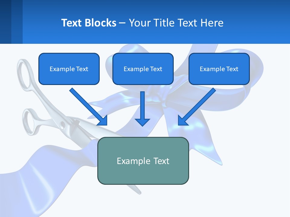 A Blue Ribbon With A Pair Of Scissors On It PowerPoint Template