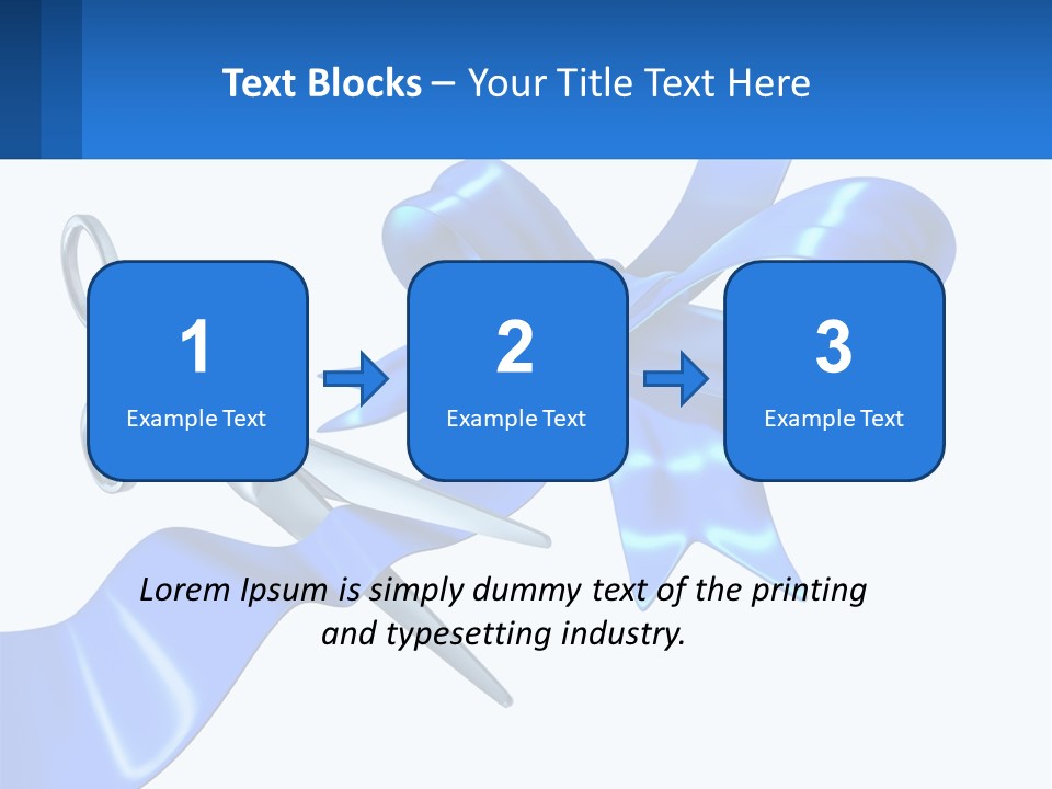 A Blue Ribbon With A Pair Of Scissors On It PowerPoint Template