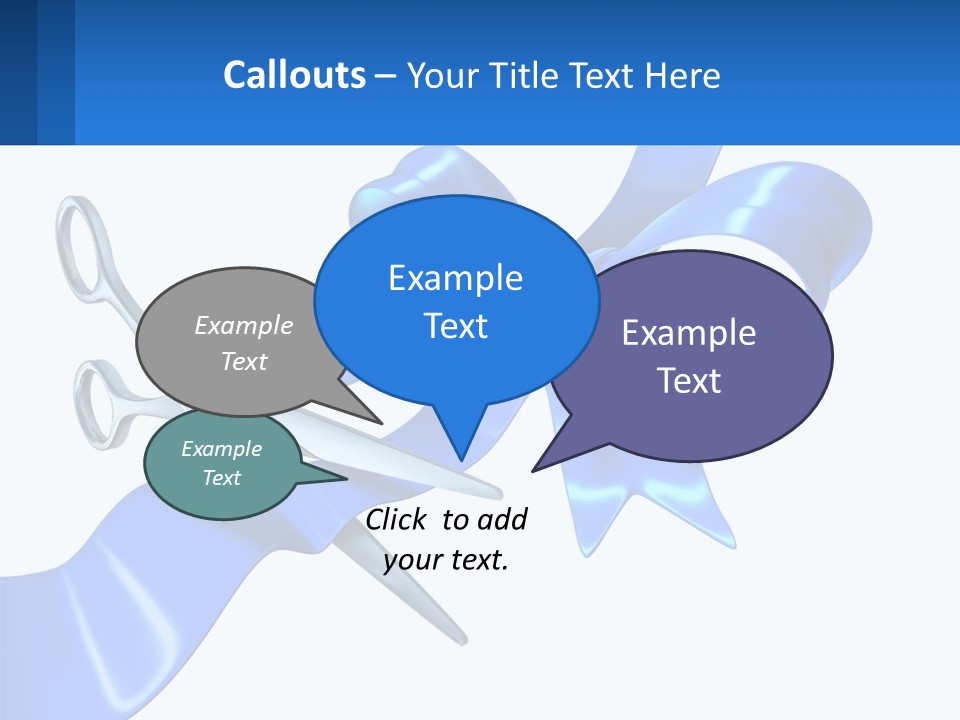 A Blue Ribbon With A Pair Of Scissors On It PowerPoint Template