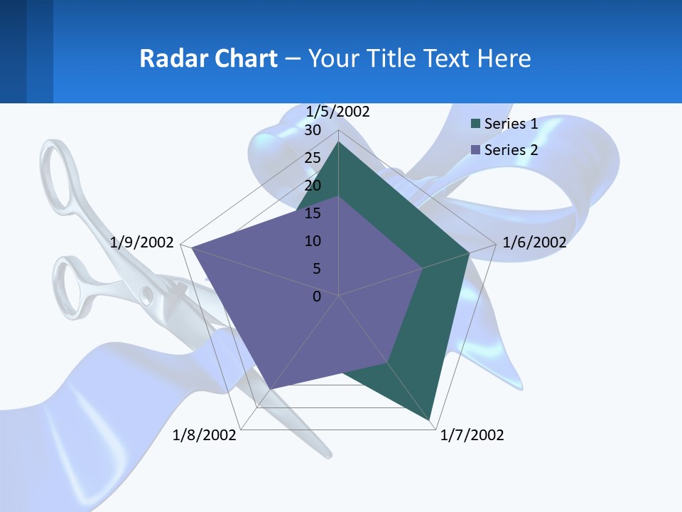 A Blue Ribbon With A Pair Of Scissors On It PowerPoint Template