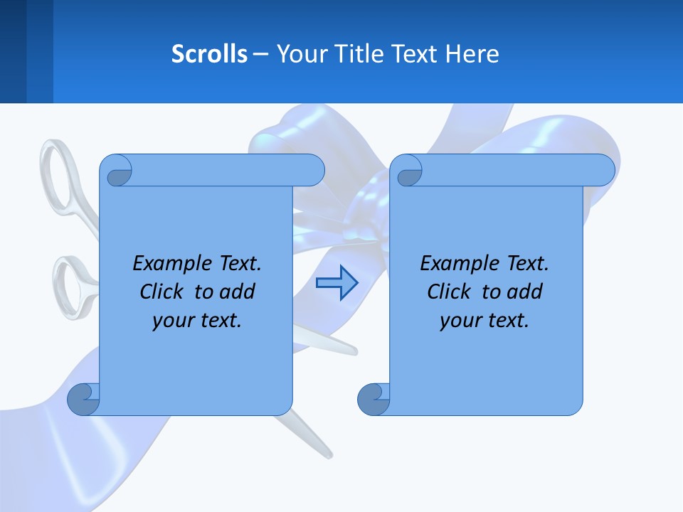 A Blue Ribbon With A Pair Of Scissors On It PowerPoint Template