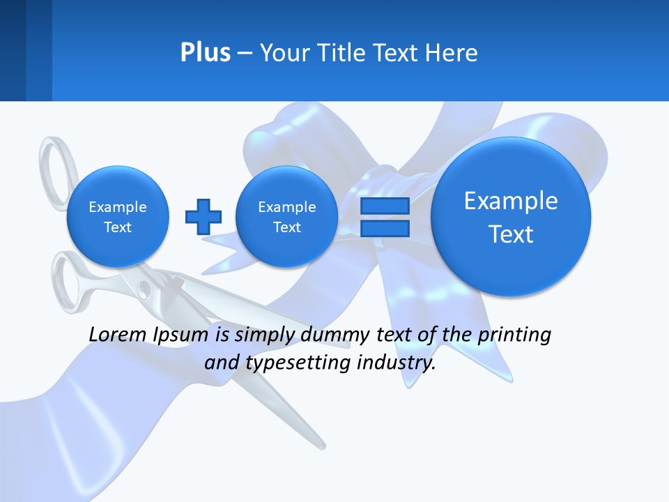A Blue Ribbon With A Pair Of Scissors On It PowerPoint Template