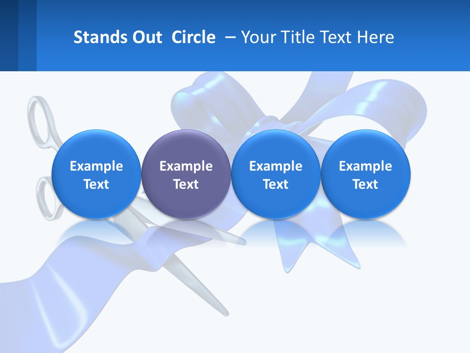 A Blue Ribbon With A Pair Of Scissors On It PowerPoint Template