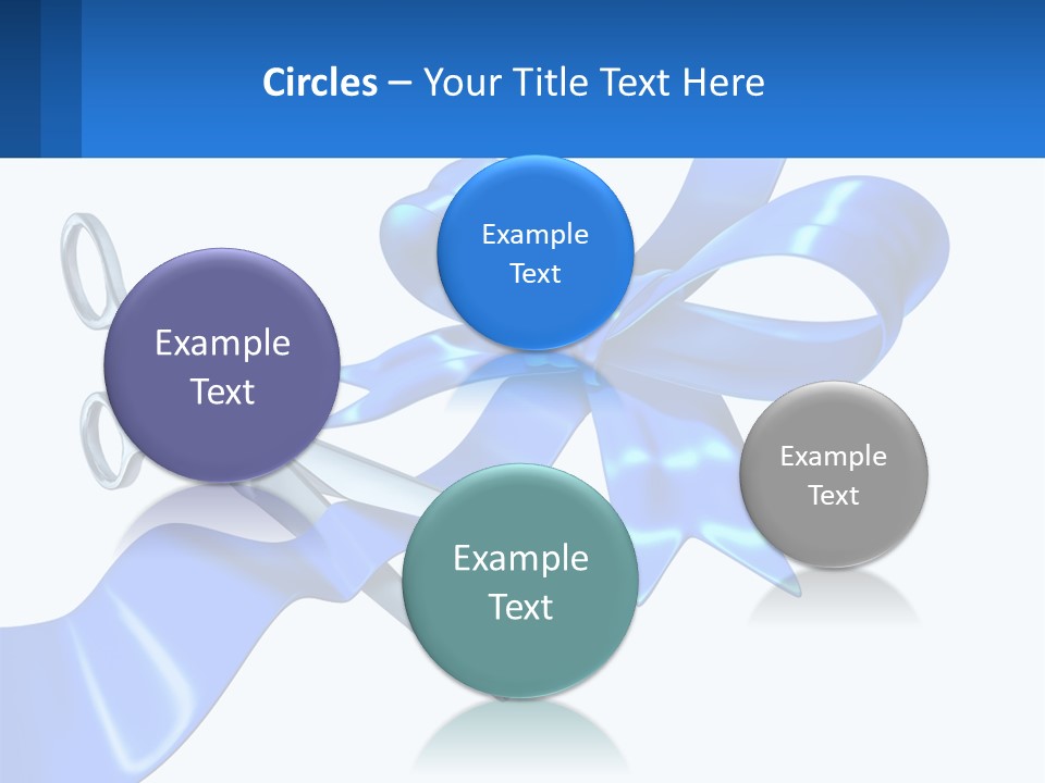 A Blue Ribbon With A Pair Of Scissors On It PowerPoint Template