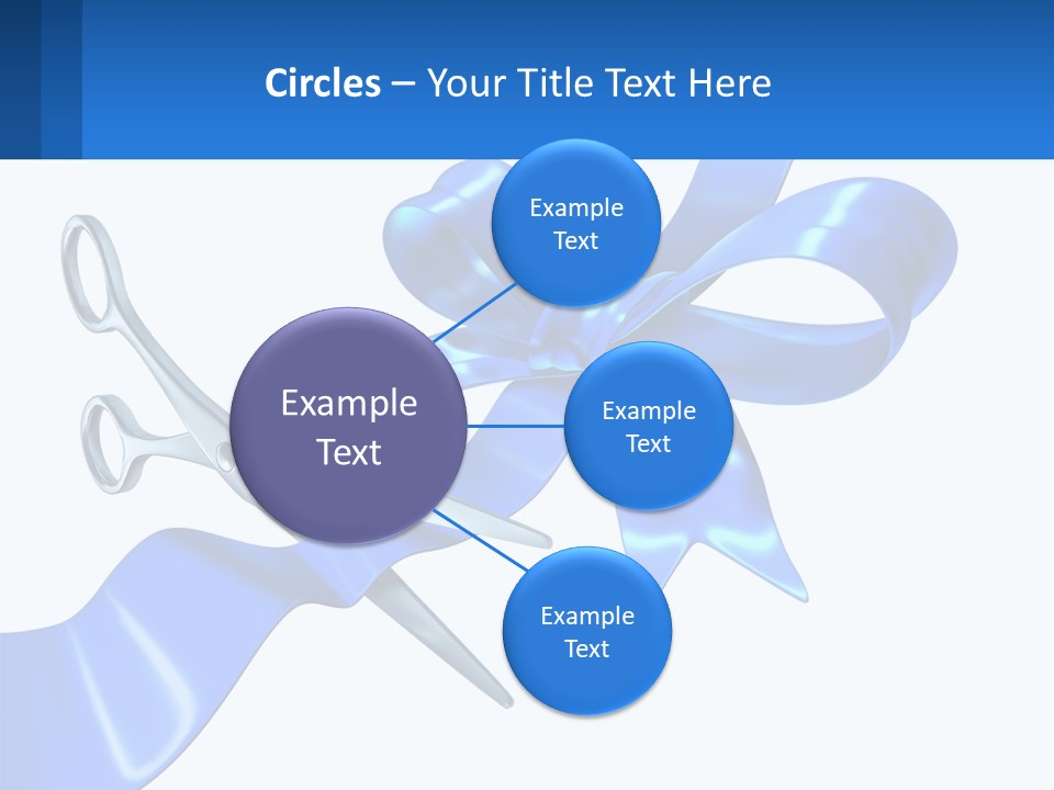 A Blue Ribbon With A Pair Of Scissors On It PowerPoint Template