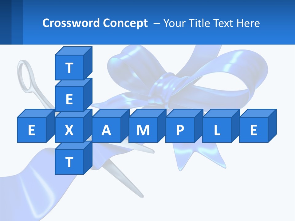 A Blue Ribbon With A Pair Of Scissors On It PowerPoint Template
