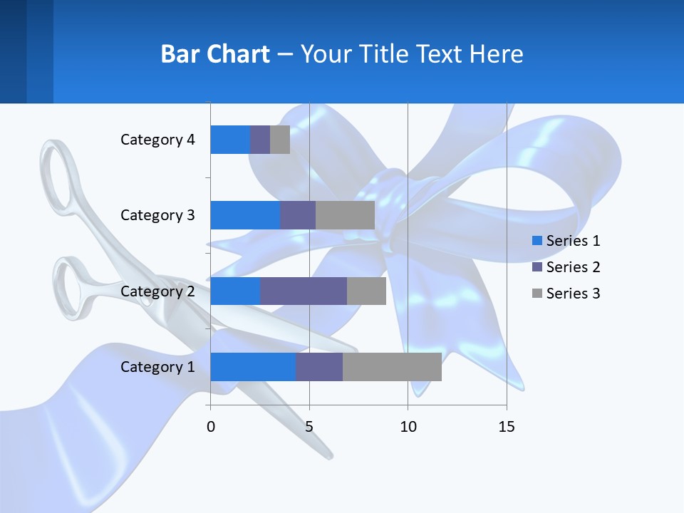 A Blue Ribbon With A Pair Of Scissors On It PowerPoint Template