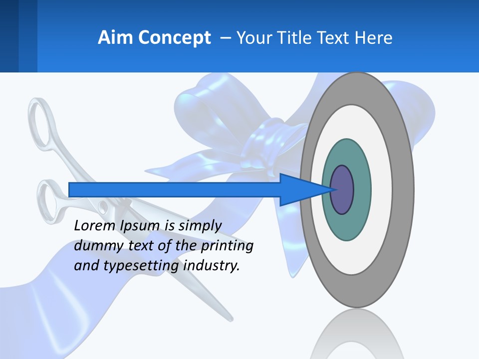 A Blue Ribbon With A Pair Of Scissors On It PowerPoint Template