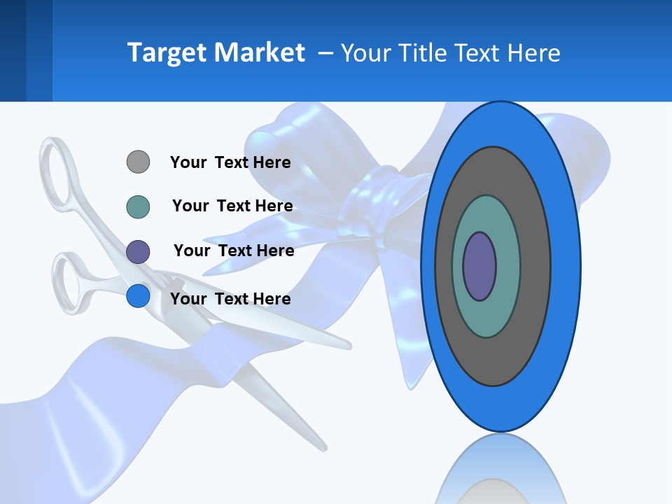 A Blue Ribbon With A Pair Of Scissors On It PowerPoint Template