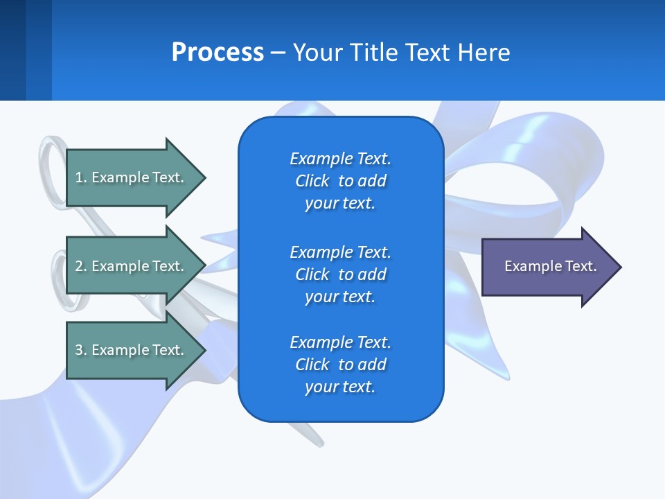 A Blue Ribbon With A Pair Of Scissors On It PowerPoint Template
