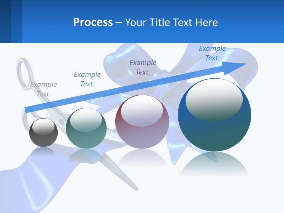 A Blue Ribbon With A Pair Of Scissors On It PowerPoint Template