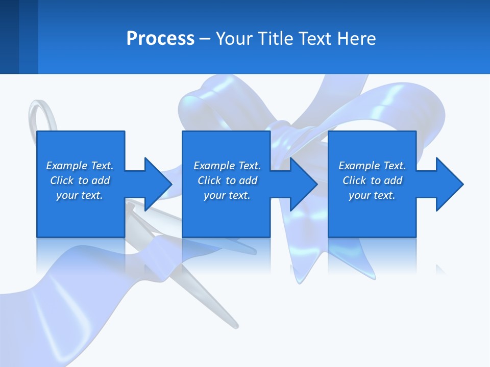 A Blue Ribbon With A Pair Of Scissors On It PowerPoint Template