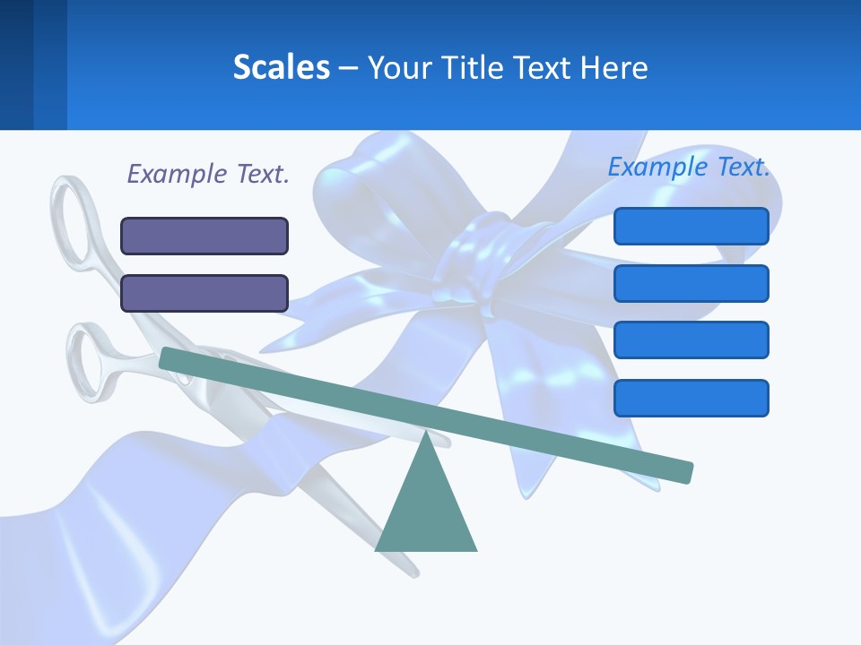 A Blue Ribbon With A Pair Of Scissors On It PowerPoint Template