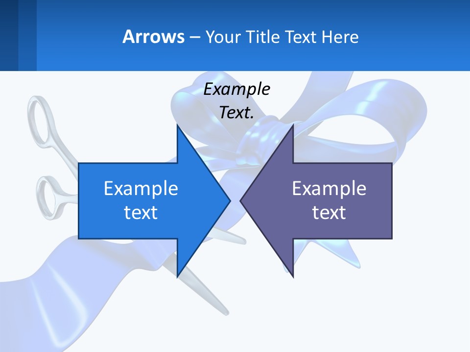 A Blue Ribbon With A Pair Of Scissors On It PowerPoint Template