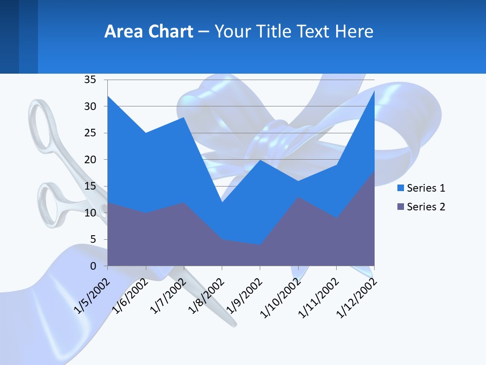 A Blue Ribbon With A Pair Of Scissors On It PowerPoint Template
