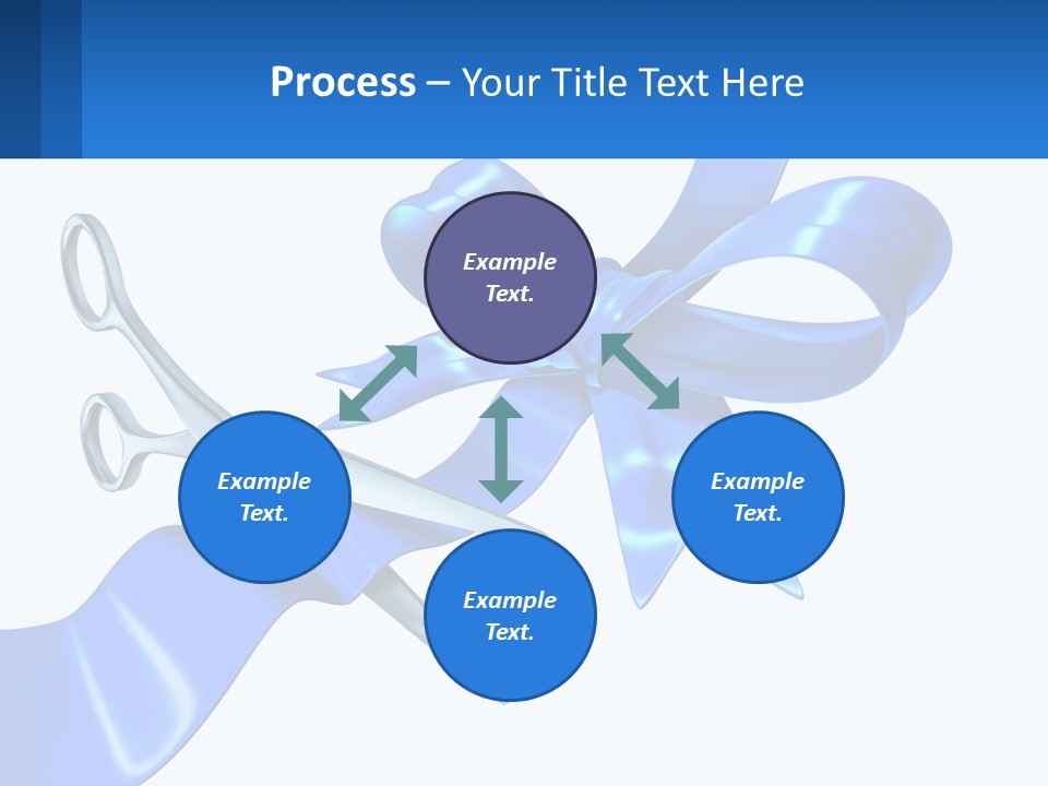 A Blue Ribbon With A Pair Of Scissors On It PowerPoint Template