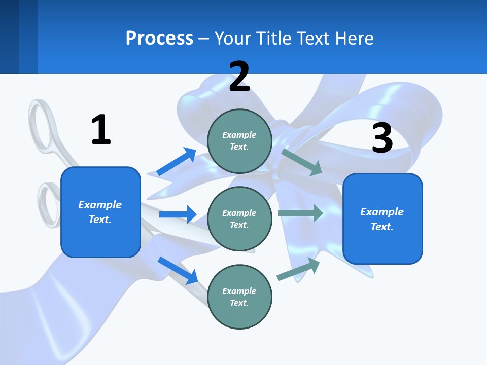A Blue Ribbon With A Pair Of Scissors On It PowerPoint Template
