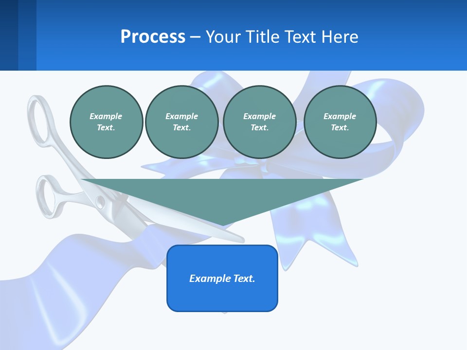 A Blue Ribbon With A Pair Of Scissors On It PowerPoint Template