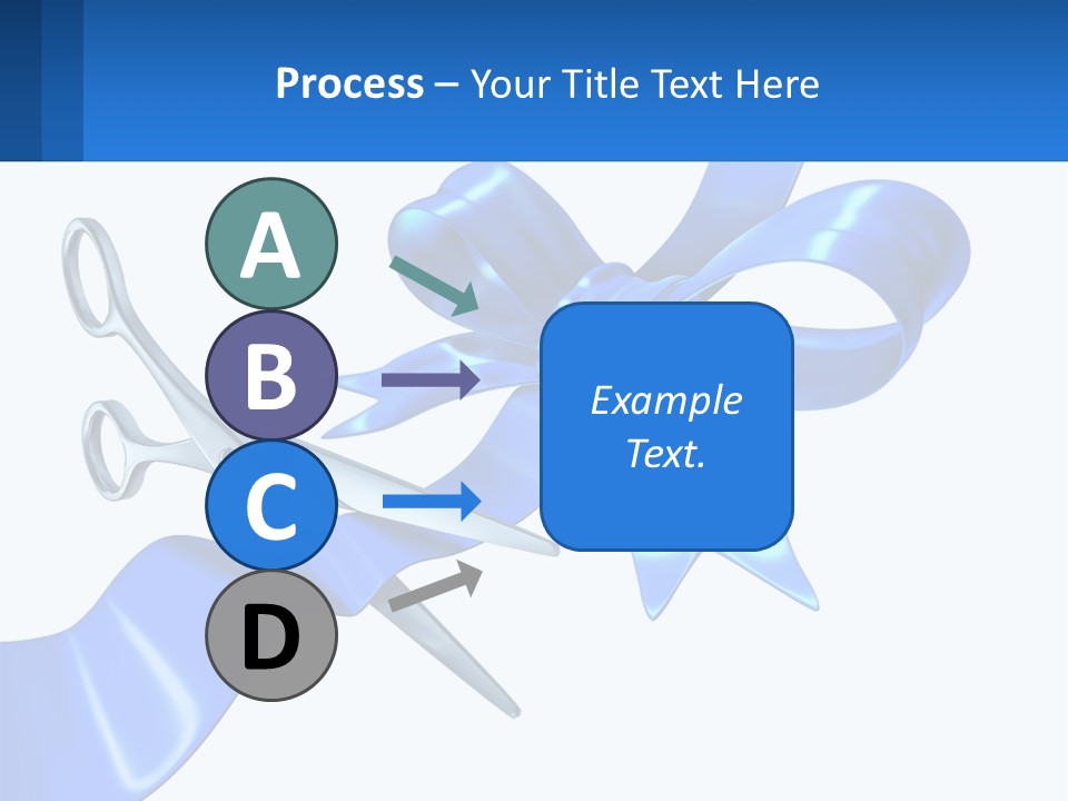 A Blue Ribbon With A Pair Of Scissors On It PowerPoint Template
