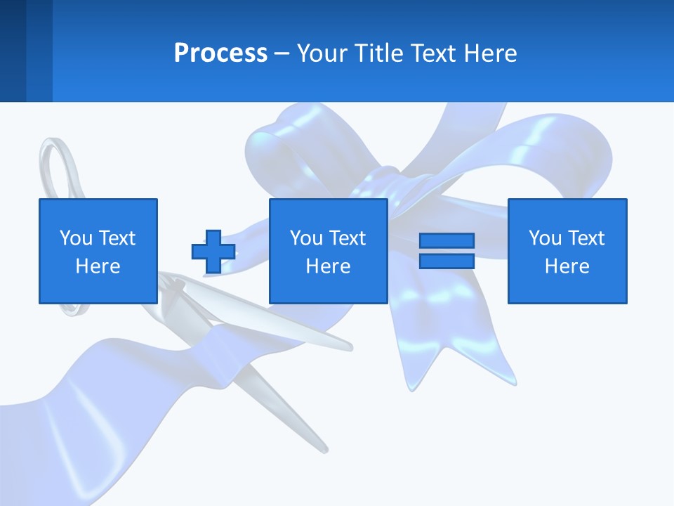 A Blue Ribbon With A Pair Of Scissors On It PowerPoint Template