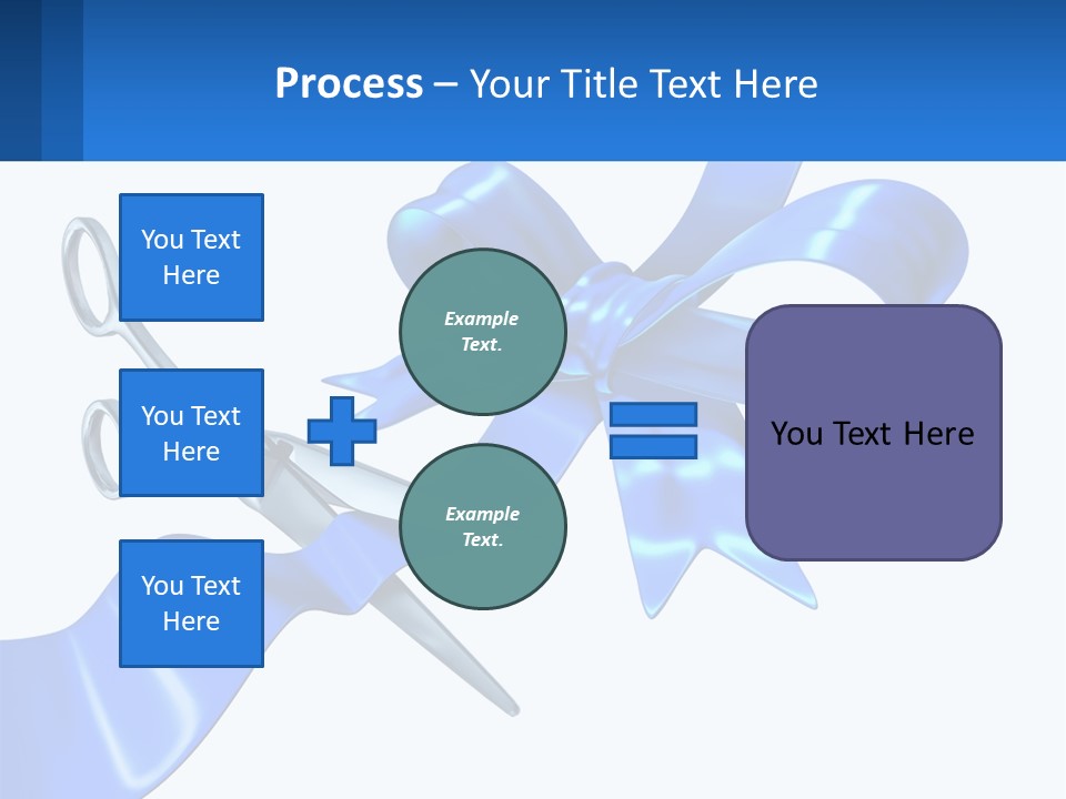 A Blue Ribbon With A Pair Of Scissors On It PowerPoint Template