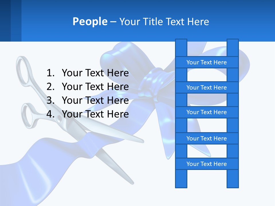 A Blue Ribbon With A Pair Of Scissors On It PowerPoint Template
