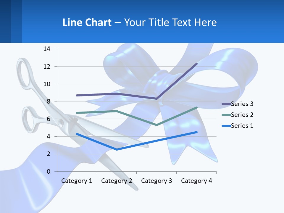 A Blue Ribbon With A Pair Of Scissors On It PowerPoint Template