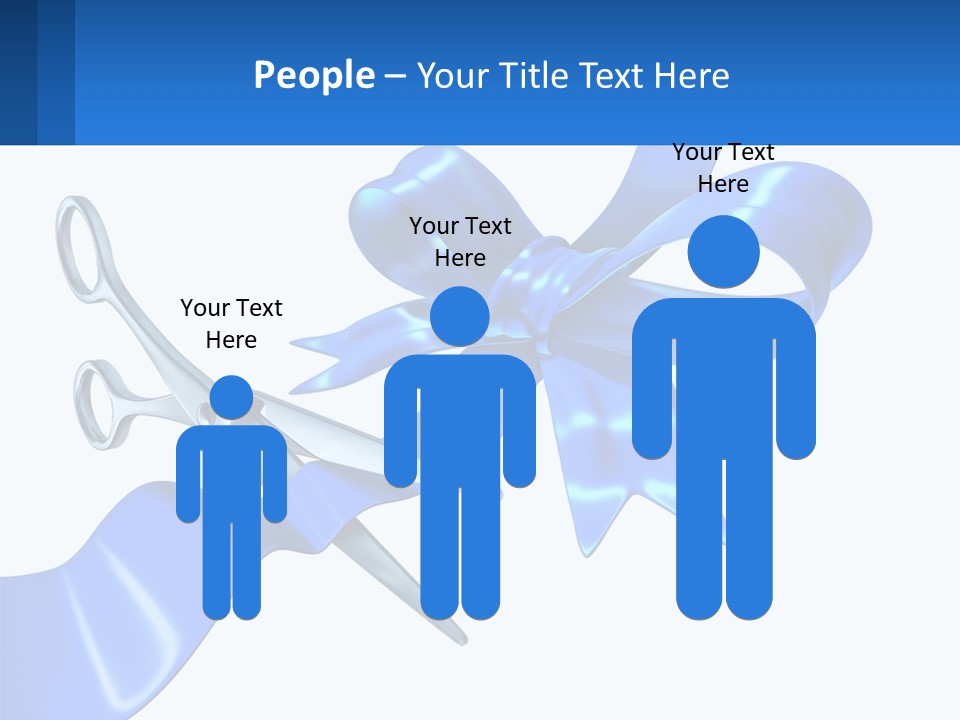A Blue Ribbon With A Pair Of Scissors On It PowerPoint Template