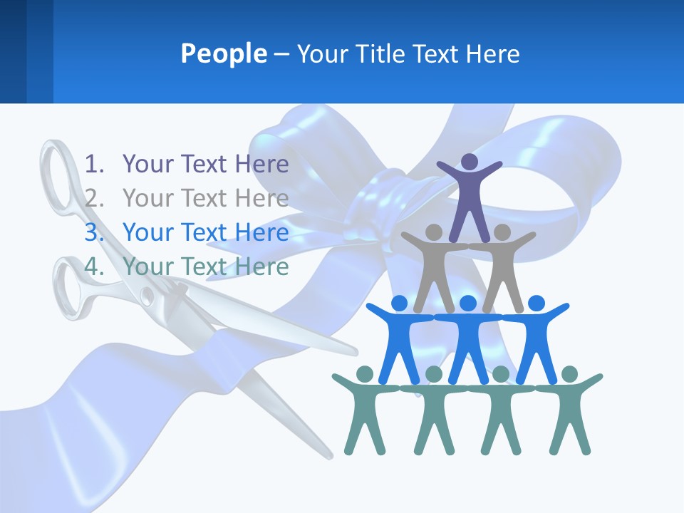 A Blue Ribbon With A Pair Of Scissors On It PowerPoint Template