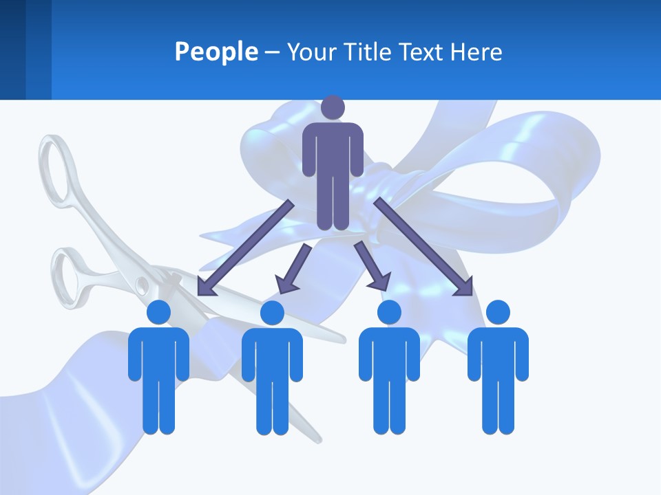 A Blue Ribbon With A Pair Of Scissors On It PowerPoint Template