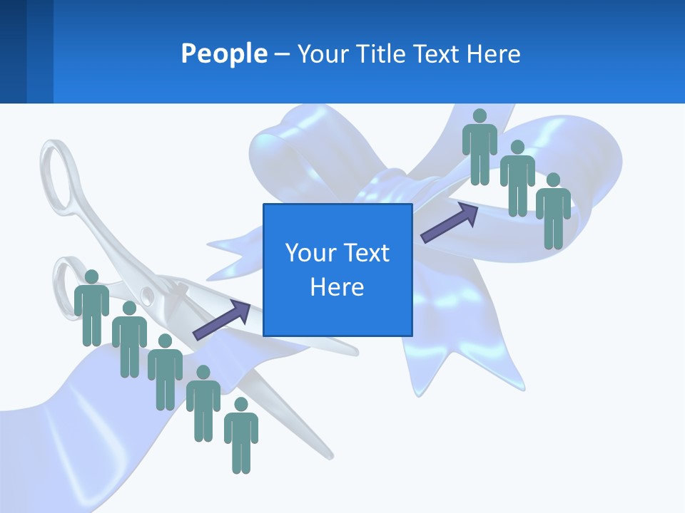 A Blue Ribbon With A Pair Of Scissors On It PowerPoint Template